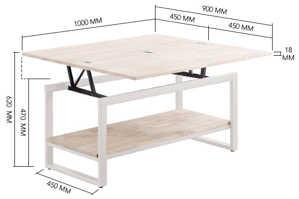 Mesa de centro elevable y extensible roble/negro – Mobledec