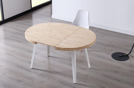 MESA REDONDA COMEDOR EXTENSIBLE BERG ROBLE CLARO / BLANCO. - Sedutahome