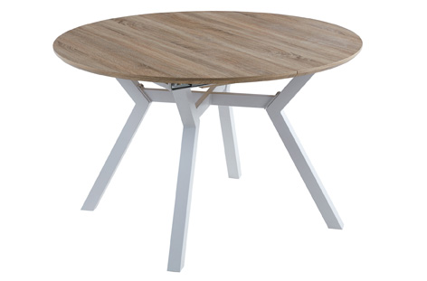 MESA REDONDA COMEDOR EXTENSIBLE BERG ROBLE CLARO / BLANCO. - Sedutahome