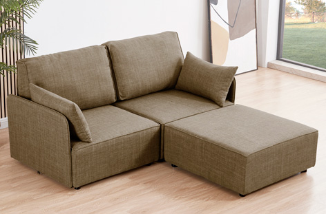 SOFA MOD. MOU 2PL BR+CHAI BEIG