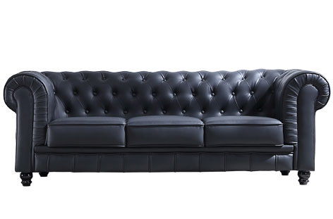 SOFA 3P CHESTERFIELD PU NEGRO