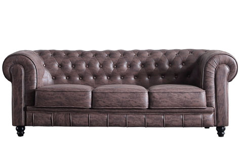 SOFA 3P CHESTERFIELD CHOCO VIN